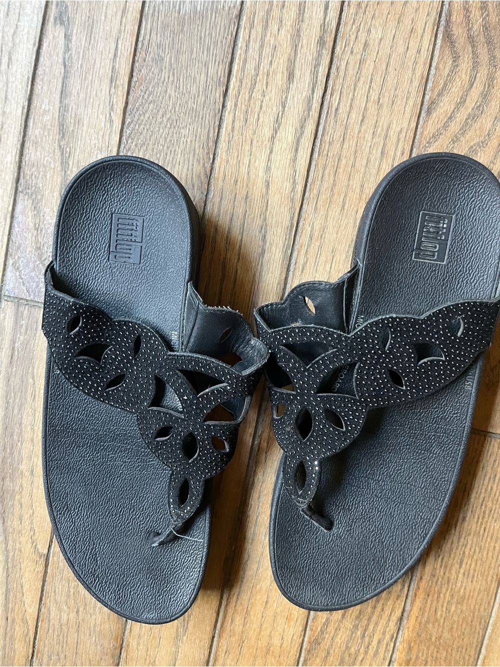 FitFlop Black Cutout Toe-Post Sandals